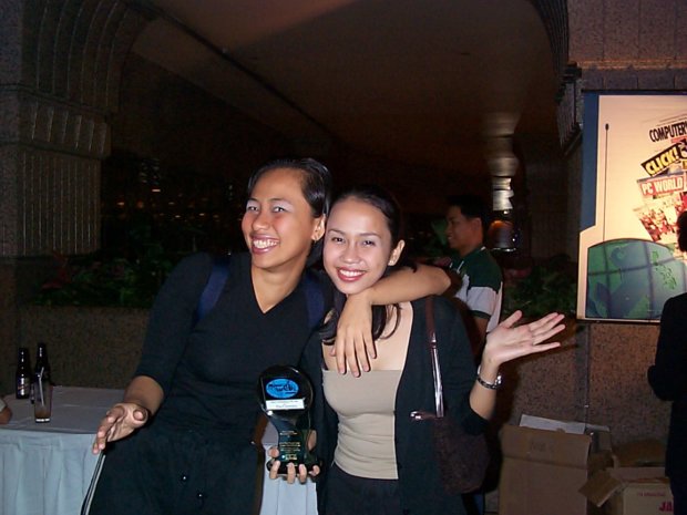 Webmaster Cheryl Fuerte (aka Inday) and her friend at the 1999 Philippine Web Awards