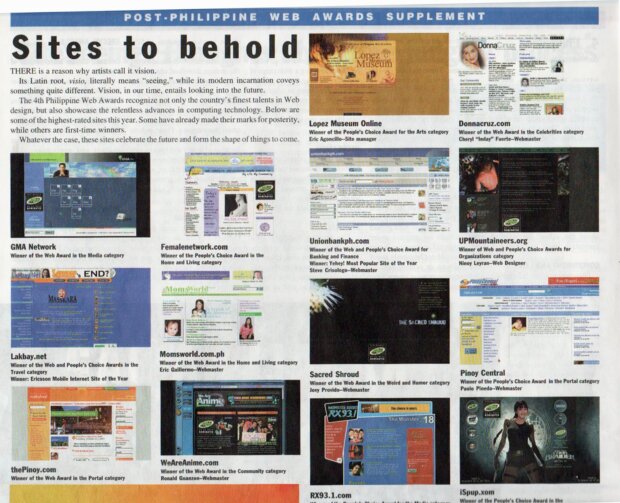 Philippine Web Awards - Sites to behold